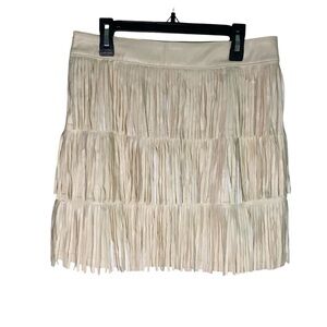 Muy Muy Womens Cream Western Cowgirl Fringe Mini Skirt